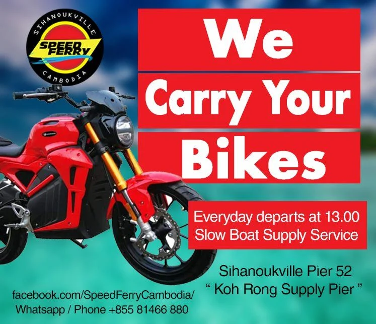 Speed Ferry Cambodia at the SihanoukVille Tourist Port. Motorcycle transport to the island.