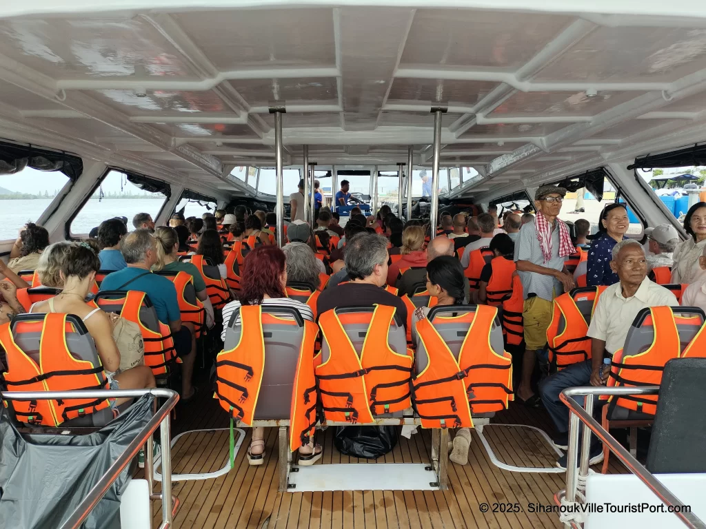 passengers on the boat between sihanoukville and koh rong and koh rong samloem