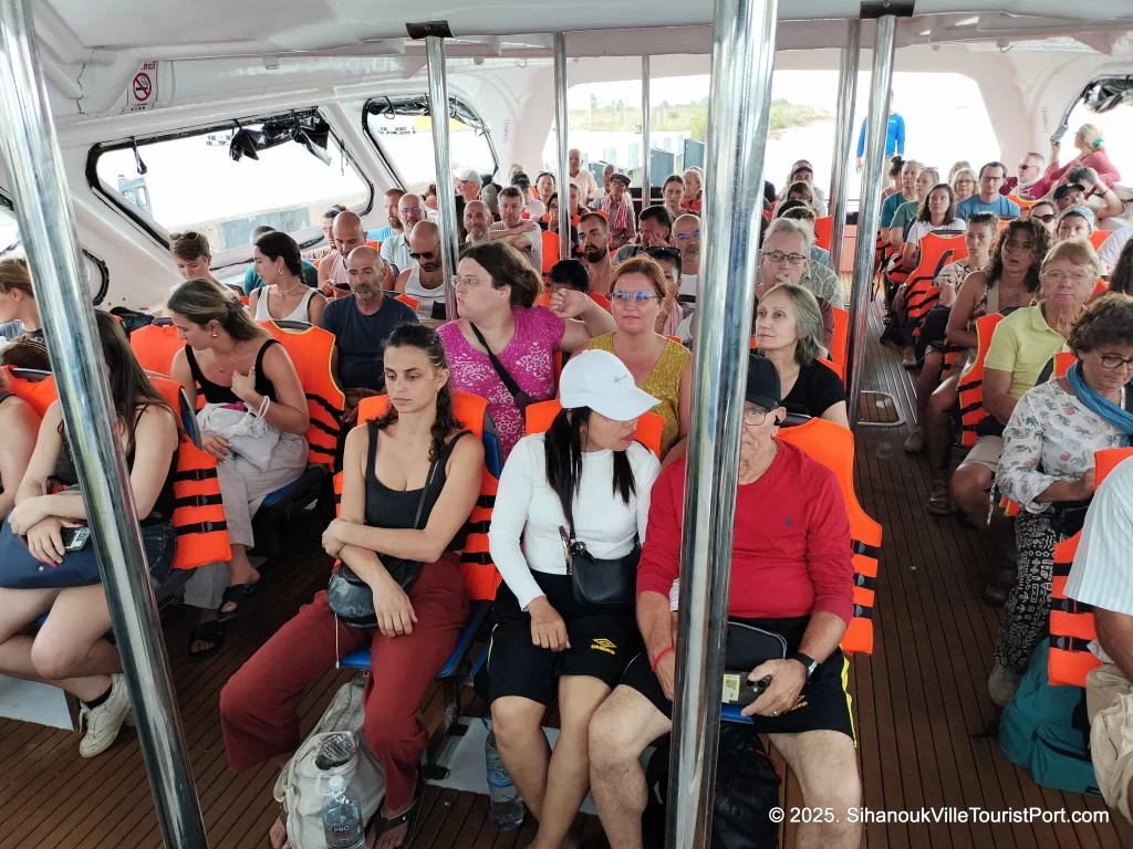 passengers on the boat between sihanoukville and koh rong and koh rong samloem