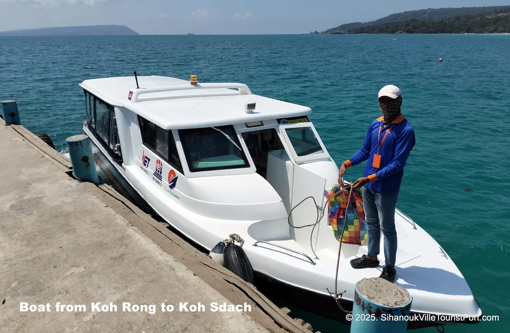 boat from koh rong to koh sdach on Koh Rong Island in Cambodia.
