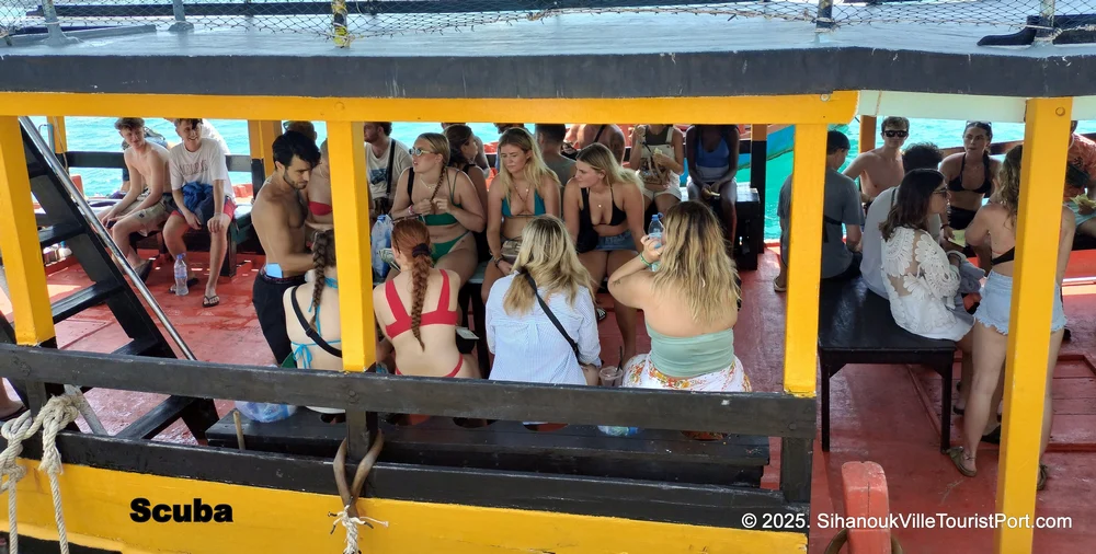 dive boat on Koh Rong Island in Cambodia.