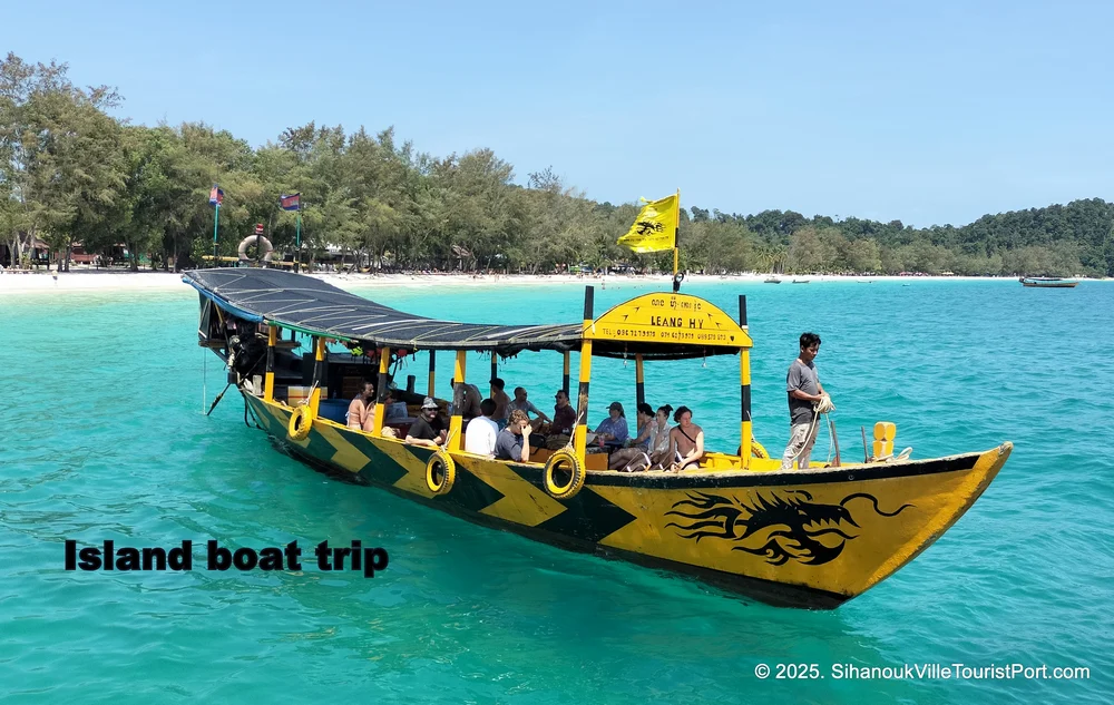 Leang Hy boat on Koh Rong Island in Cambodia.