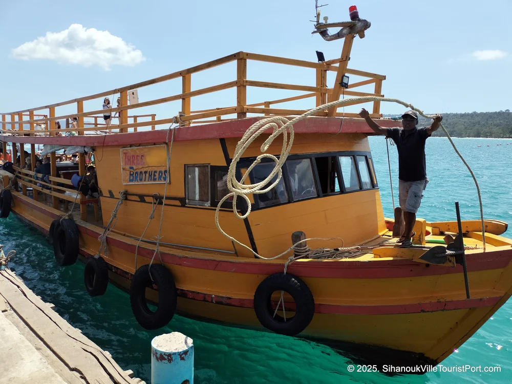 three brothers boat on Koh Rong Island in Cambodia.