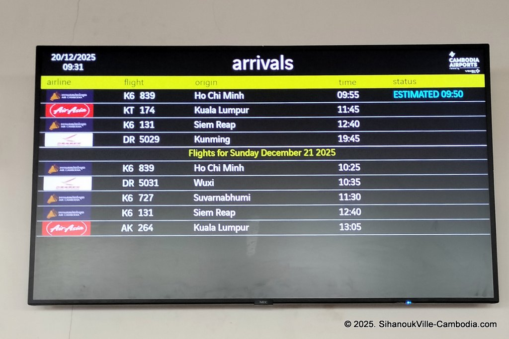 SihanoukVille Airport to the SihanoukVille Tourist Port in Cambodia