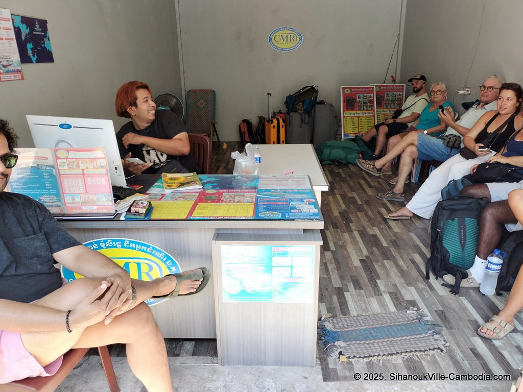 CMR Chan Moly Roth Transport bus at the SihanoukVille Tourist Port.