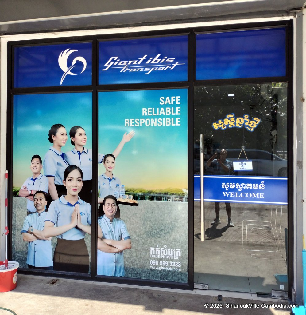 Giant Ibis bus at the SihanoukVille Tourist Port.
