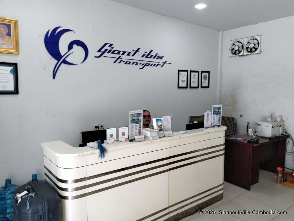 Giant Ibis bus at the SihanoukVille Tourist Port.