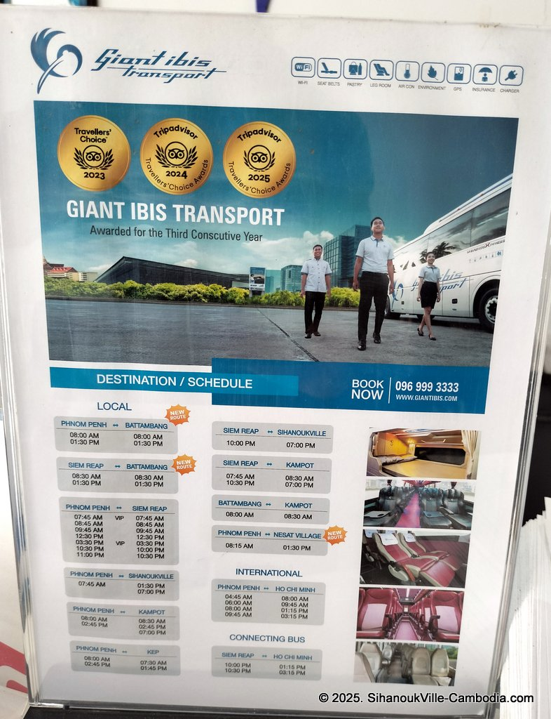 Giant Ibis bus at the SihanoukVille Tourist Port.