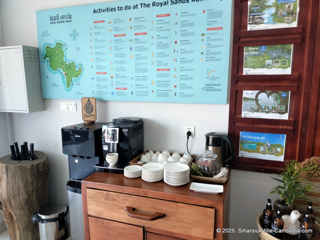 The Royal Sands waiting lounge at the sihanoukville tourist port