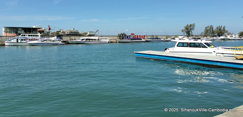 SihanoukVille Tourist Port in Cambodia. Ferry to the Cambodian Islands. Koh Rong and Koh Rong Samloem. G.T.V.C. Speedboat.