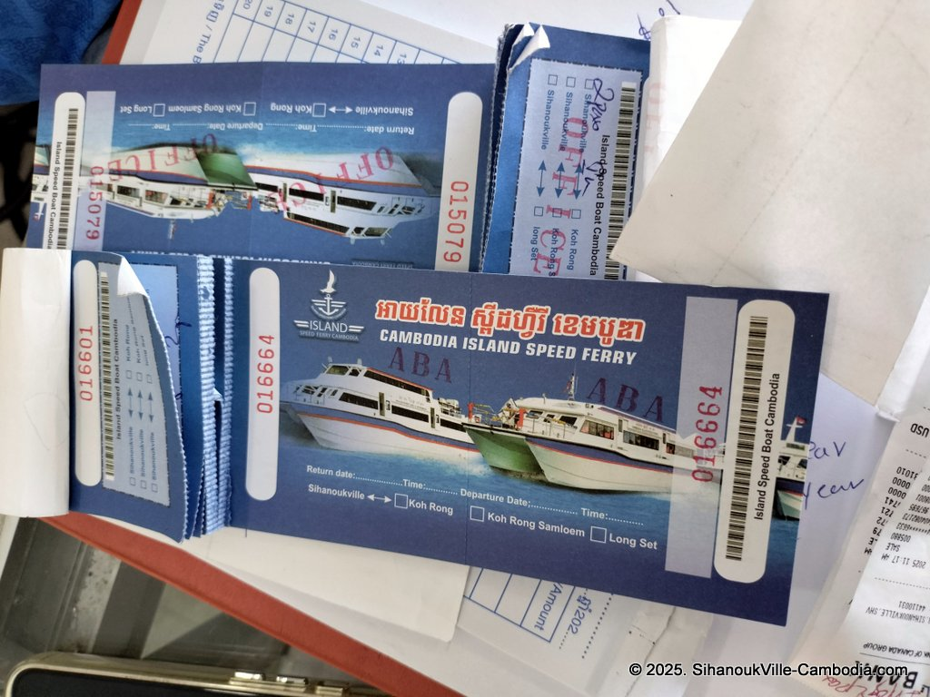 Island speed ferry boat on Koh Rong Island in Cambodia. At the SihanoukVille Tourist Port