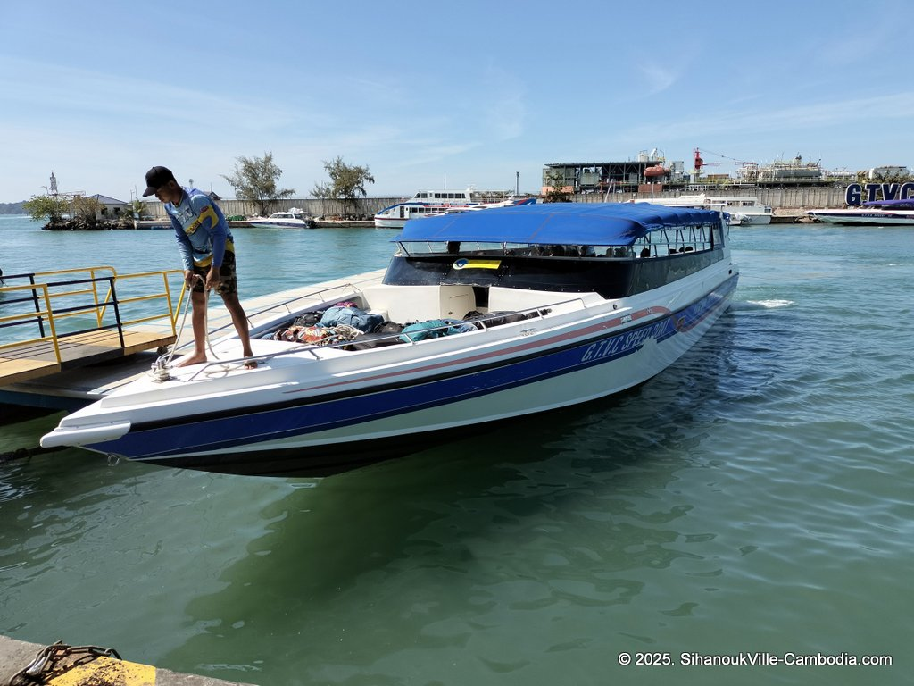 SihanoukVille Tourist Port in Cambodia. Ferry to the Cambodian Islands. Koh Rong and Koh Rong Samloem. G.T.V.C. Speedboat.