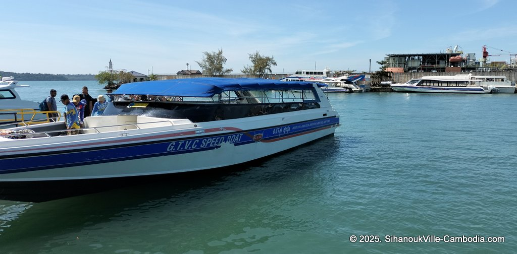 SihanoukVille Tourist Port in Cambodia. Ferry to the Cambodian Islands. Koh Rong and Koh Rong Samloem. G.T.V.C. Speedboat.