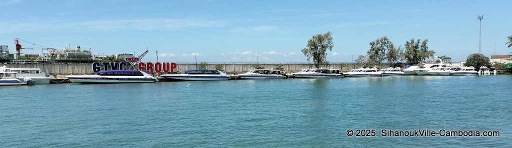 SihanoukVille Tourist Port in Cambodia. Ferry to the Cambodian Islands. Koh Rong and Koh Rong Samloem. G.T.V.C. Speedboat.