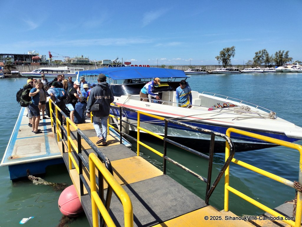 SihanoukVille Tourist Port in Cambodia. Ferry to the Cambodian Islands. Koh Rong and Koh Rong Samloem. G.T.V.C. Speedboat.