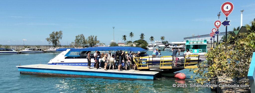 SihanoukVille Tourist Port in Cambodia. Ferry to the Cambodian Islands. Koh Rong and Koh Rong Samloem. G.T.V.C. Speedboat.