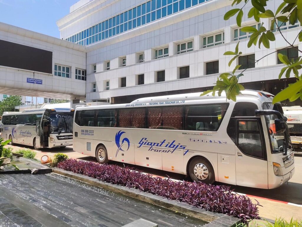 Giant Ibis bus at the SihanoukVille Tourist Port.