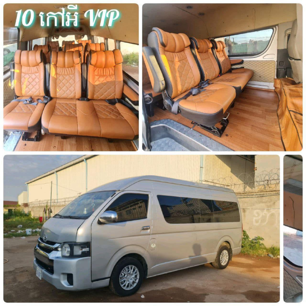 Soryka Bus and S.R.T. express bus at the SihanoukVille Tourist Port.