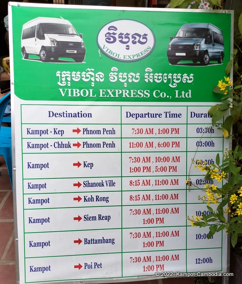 vibol express bus at the SihanoukVille Tourist Port.
