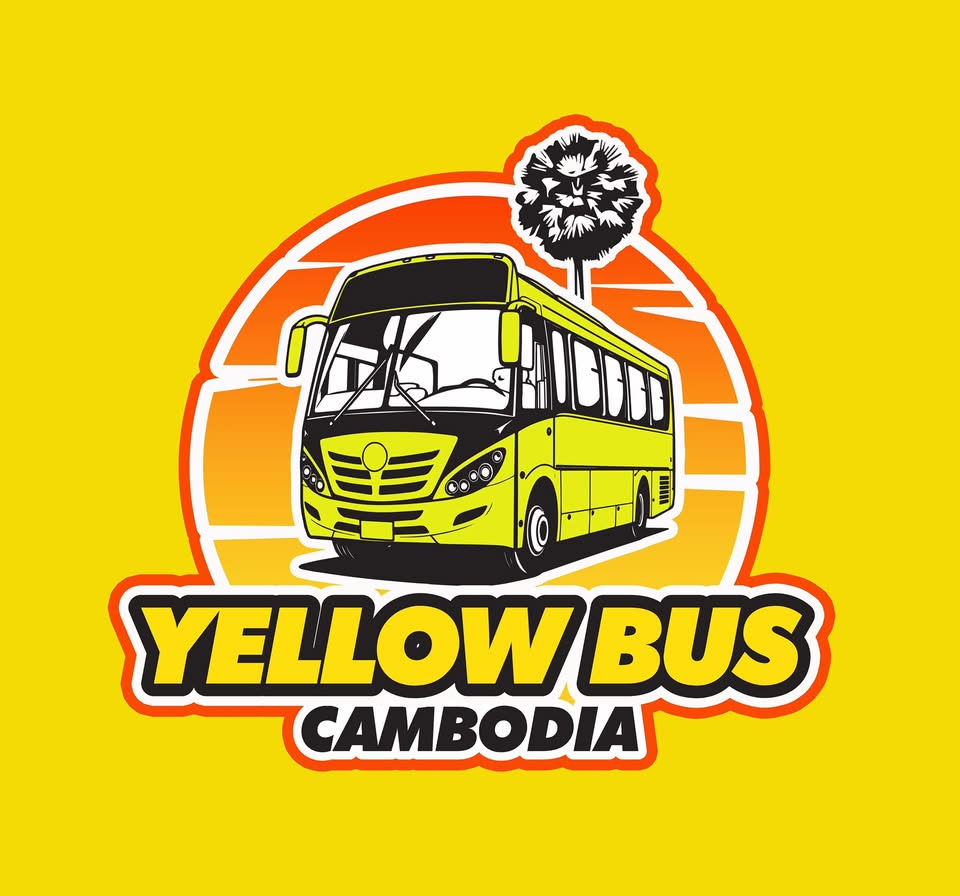 Yellow bus cambodia at the SihanoukVille Tourist Port.